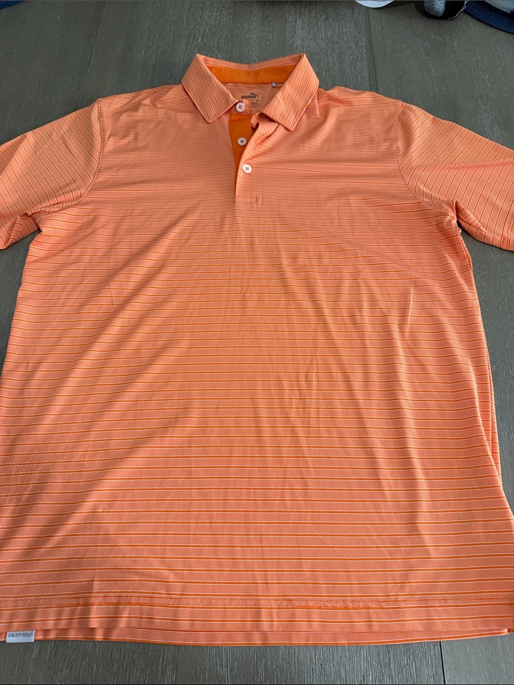 Puma Men’s Orange Thin-Striped Polo